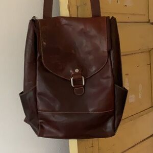 JACK GEORGES Elegant Brown Leather Women's Backpack or Crossbody